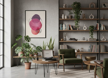 Pink Purple Layered Ovals Abstract Poster
