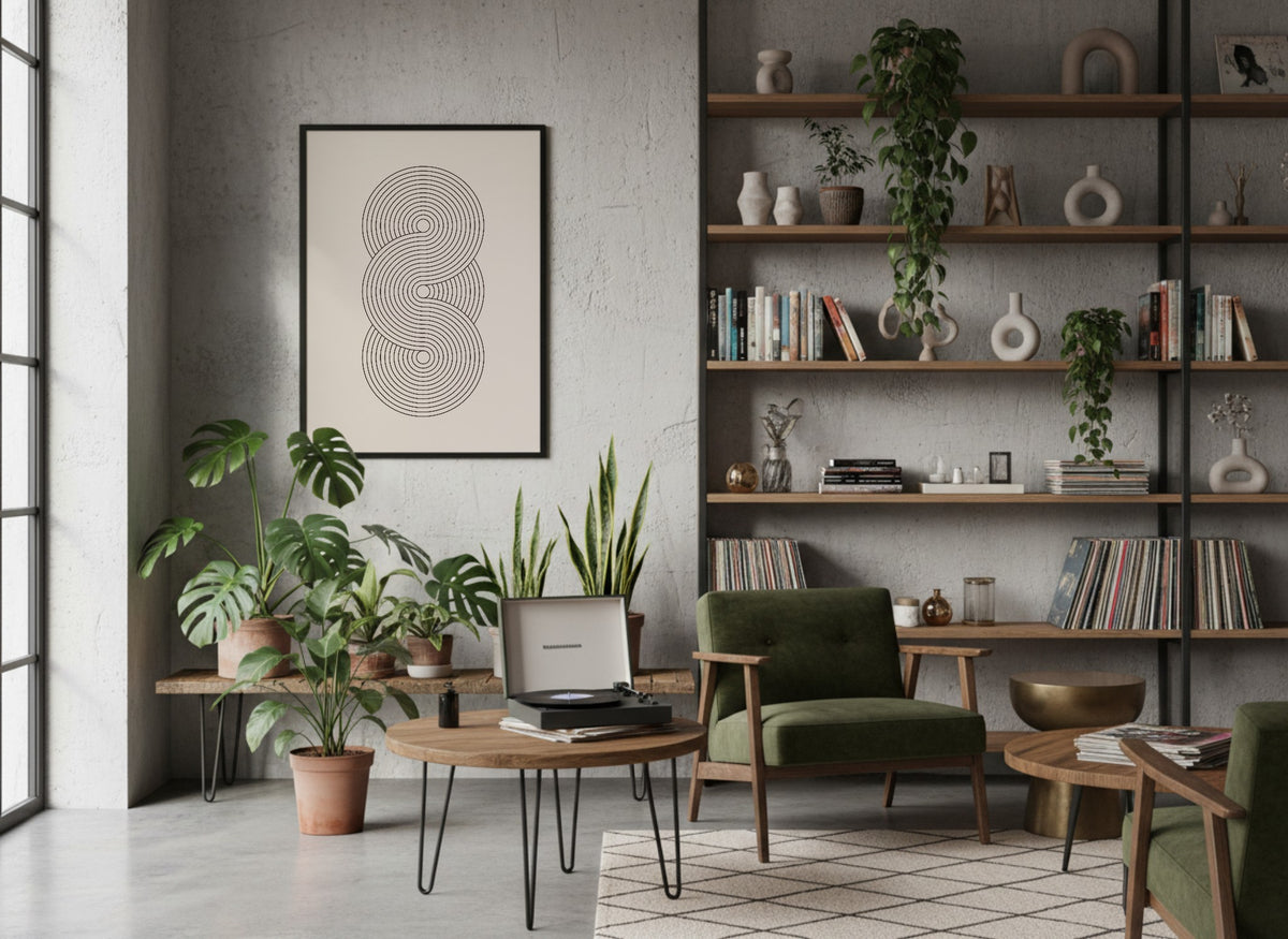 Grey Vertical Knot Abstract Poster