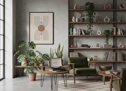 Taupe Central Medallion Lines Poster