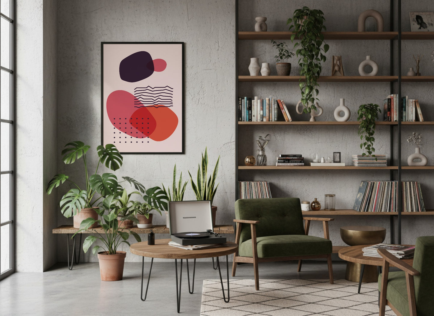 Pink Red Navy Circle Balance Abstract Poster