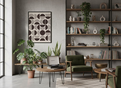 Dark Brown Abstract Tile Pattern Poster