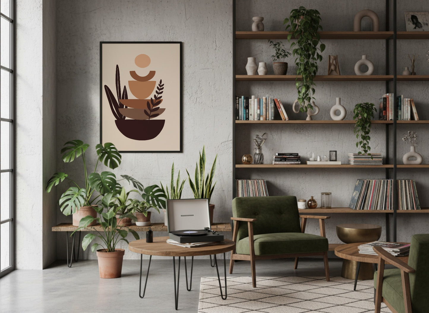Brown Peach Botanical Bowl Abstract Poster