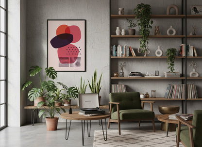 Pink Navy Stacked Organic Shapes Poster