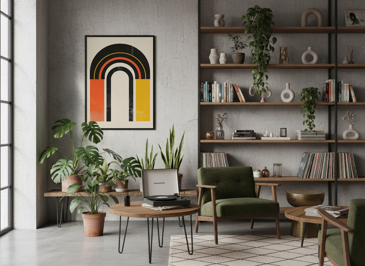 Black Orange Colour Block Arch Poster