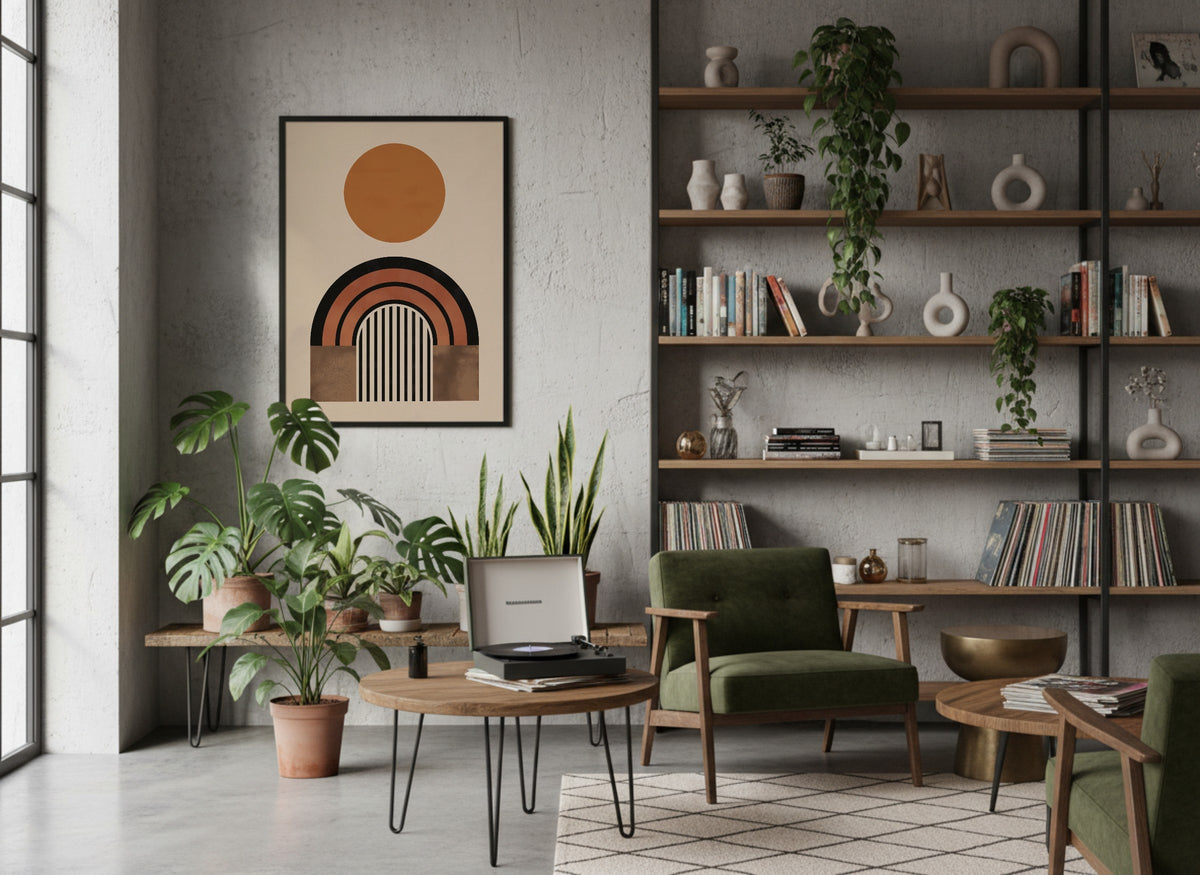 Ochre Orb and Rainbow Poster