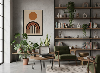 Ochre Orb and Rainbow Poster