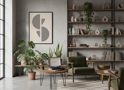 Grey Leaf Form Geometric Poster