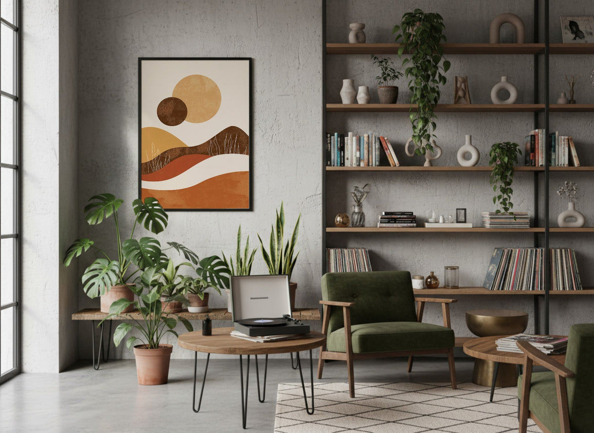 Ochre Rolling Hills Abstract Poster