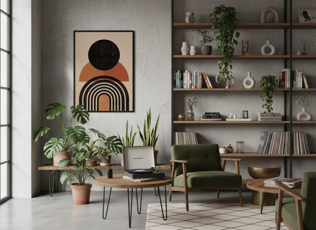Black and Rust Concentric Totem Poster