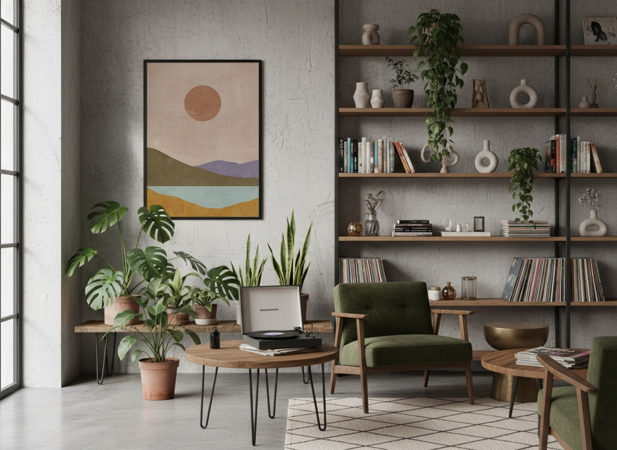 Earth Tone Layered Hills Poster