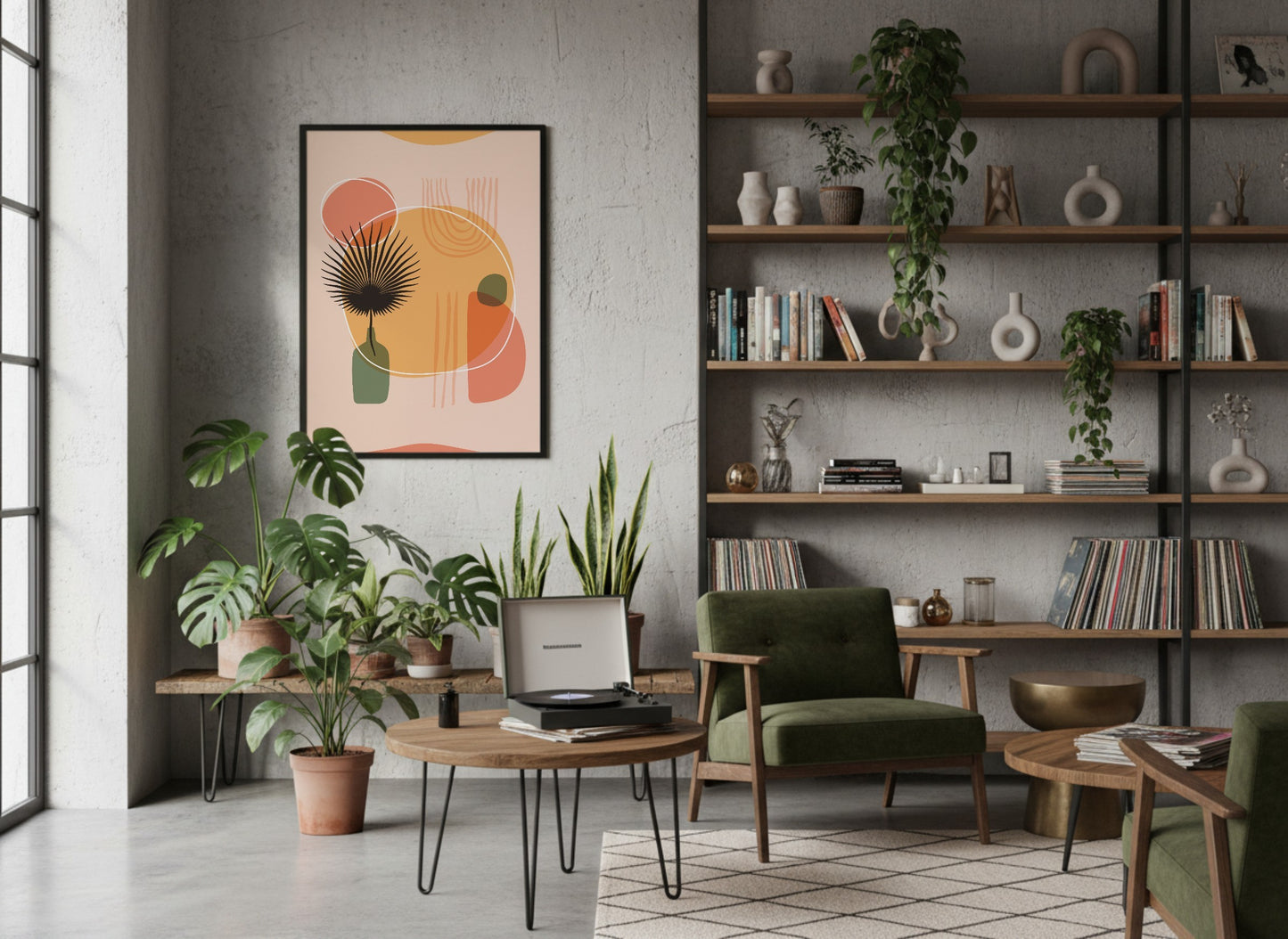 Peach Green Organic Circle Balance Poster