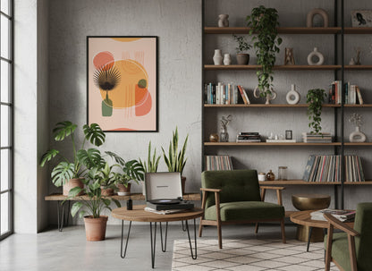 Peach Green Organic Circle Balance Poster