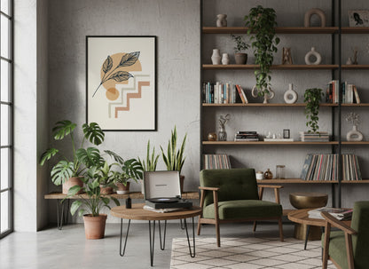 Green Leaf Terracotta Steps Abstract Poster