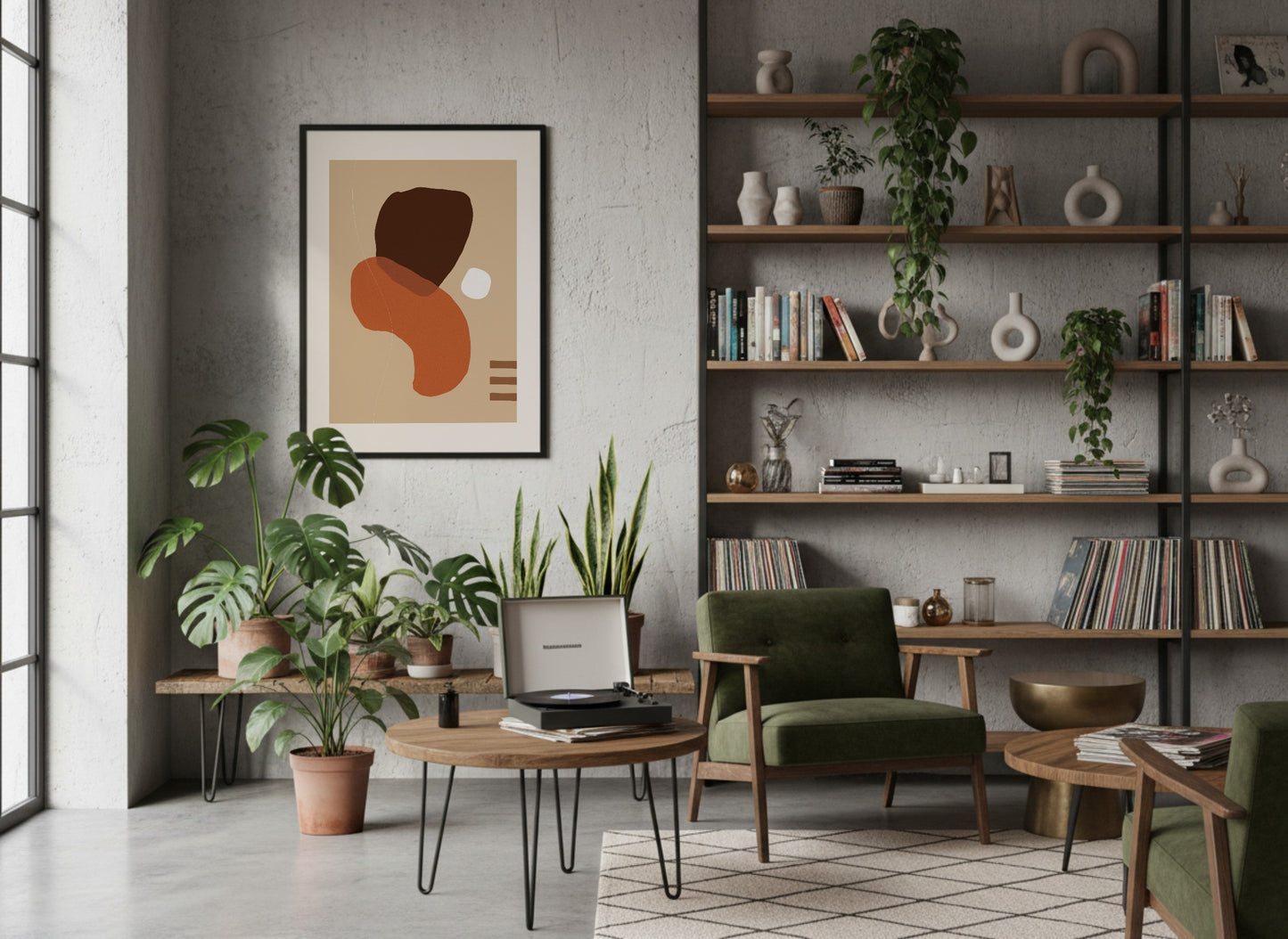 Terracotta Brown Vertical Flow Abstract Poster