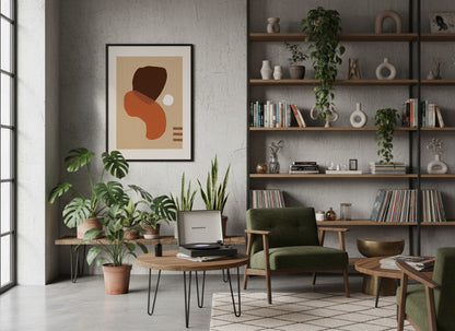 Terracotta Brown Flowing Forms Abstract Poster