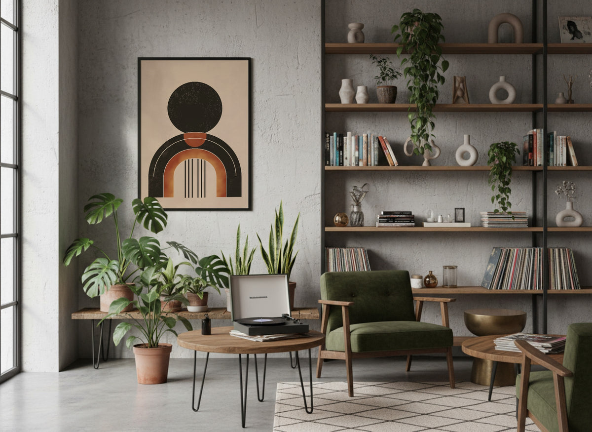 Black Stacked Orb Arch Poster