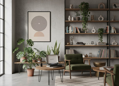 Grey Circular Fan Motif Poster