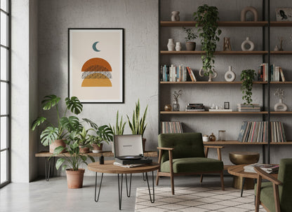 Ochre Moon and Horizon Poster