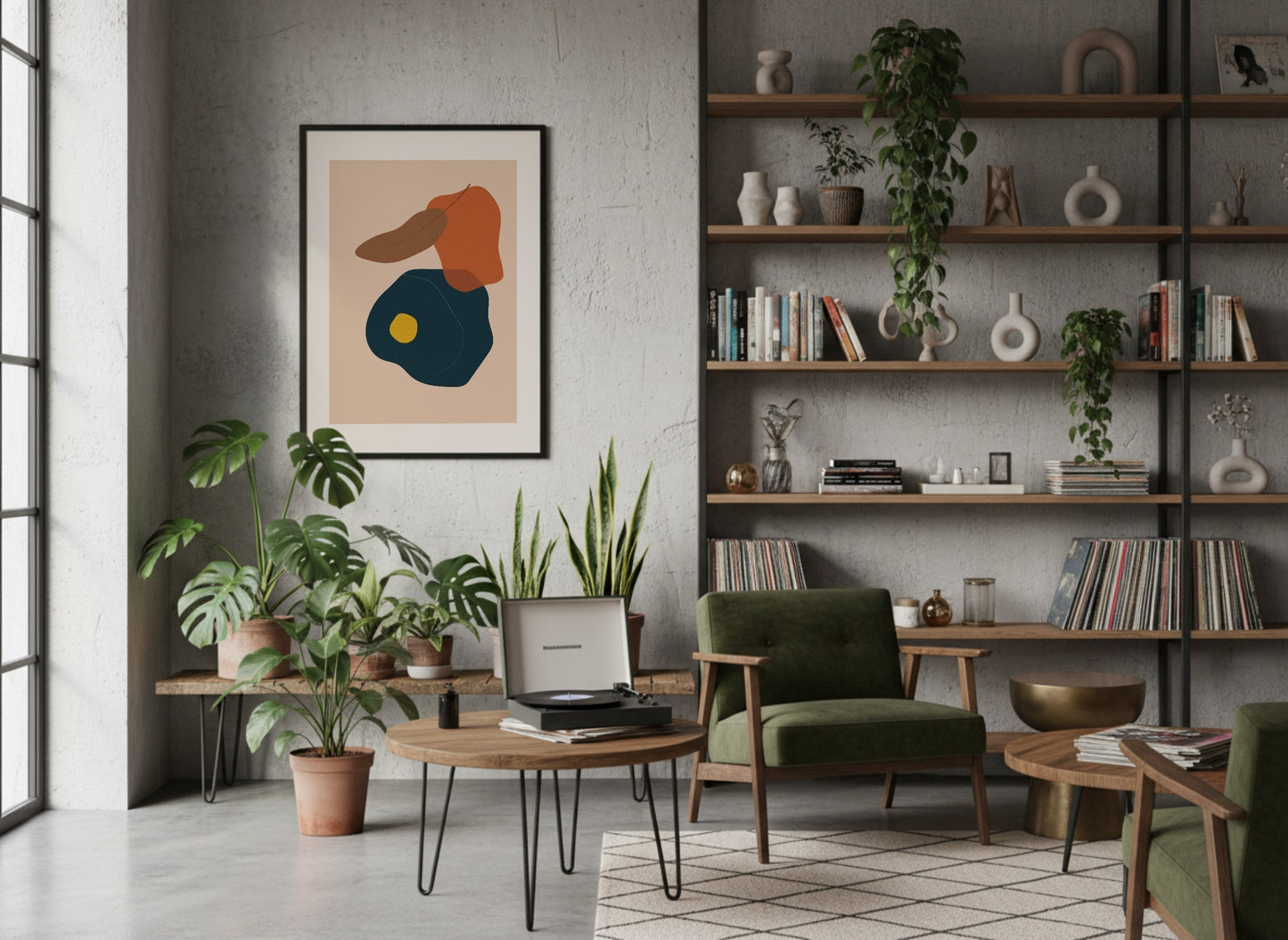 Terracotta Navy Compact Forms Abstract Poster