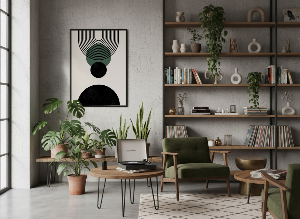 Green Hanging Circle Geometric Poster