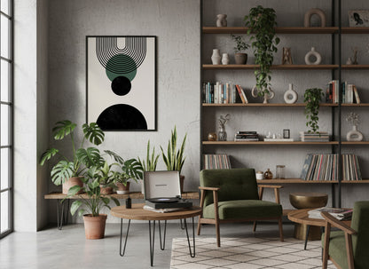 Green Hanging Circle Geometric Poster