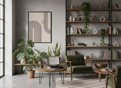 Taupe Corner Rainbow Lines Poster