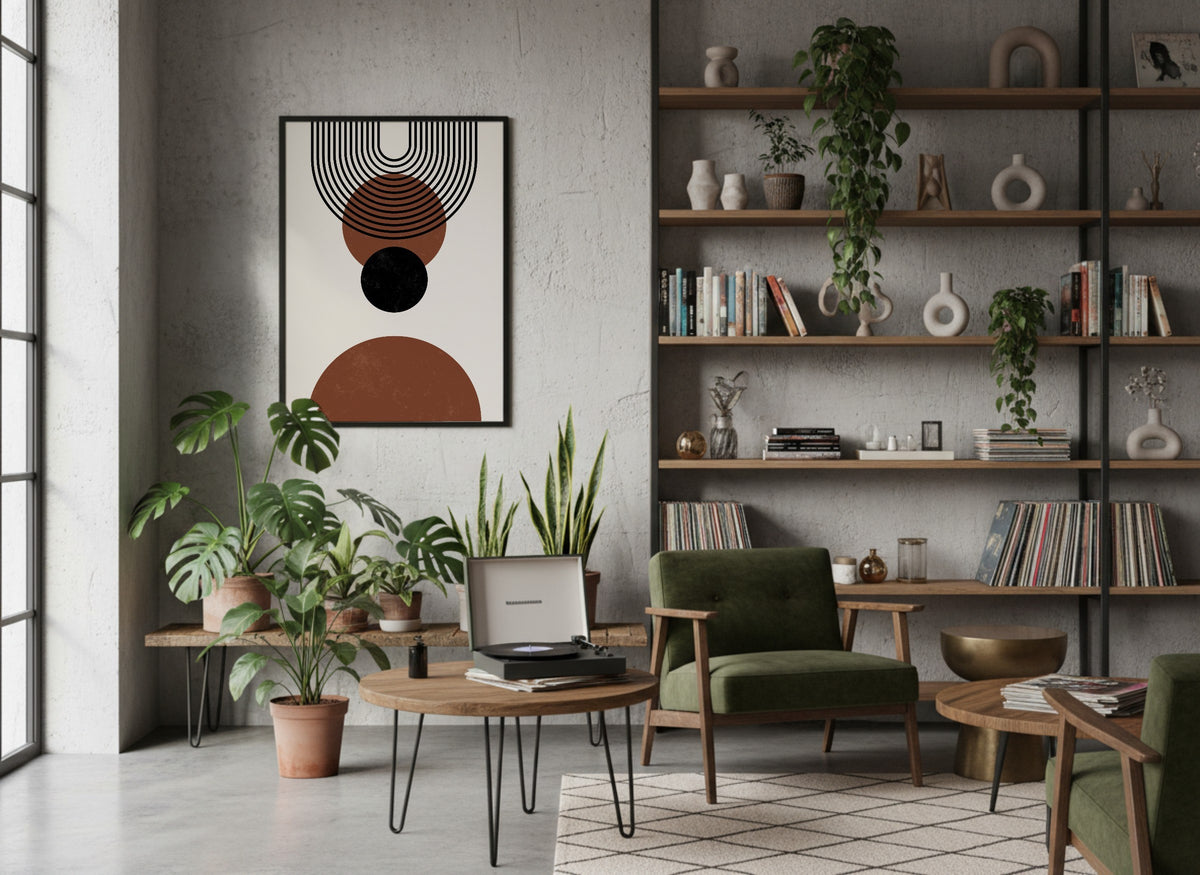 Rust and Black Concentric Balance Poster