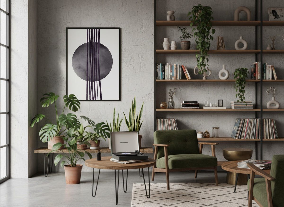 Charcoal Orb and Lines Poster