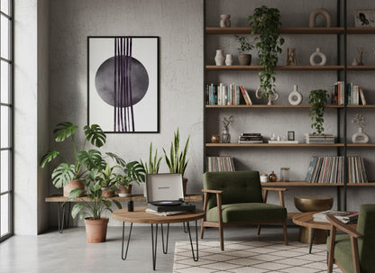 Charcoal Orb and Lines Poster