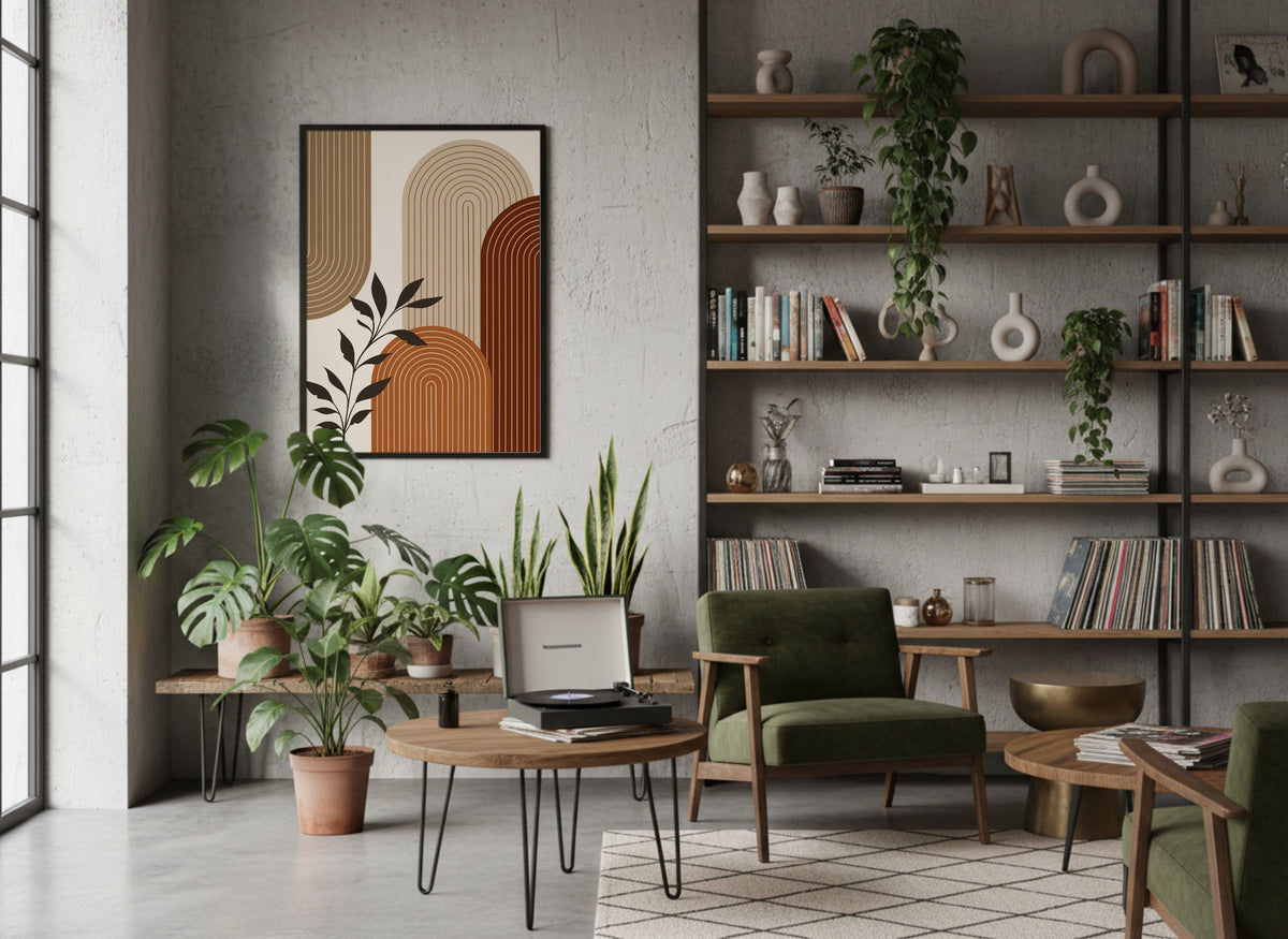 Brown Botanical Corner Arch Poster