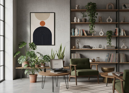 Orange Dot and Navy Arch Poster