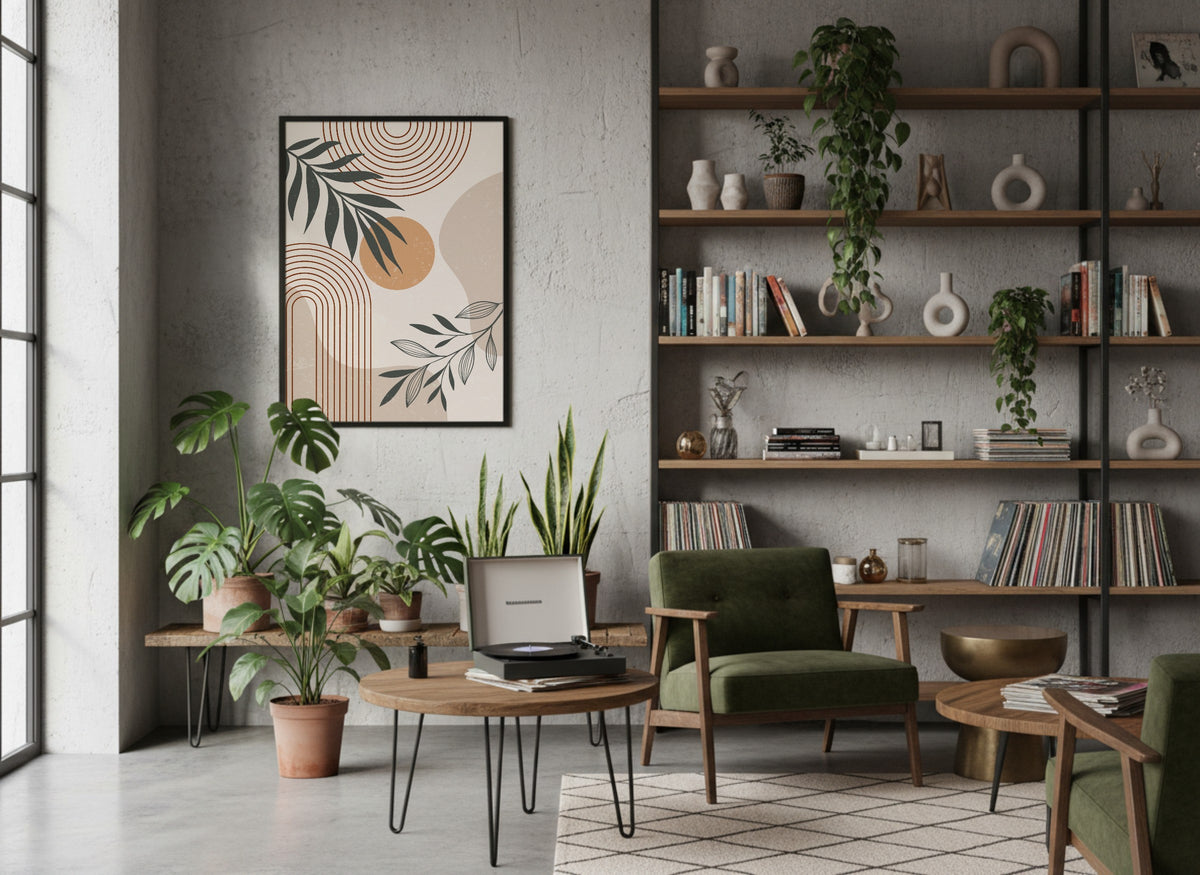 Terracotta Botanical Curve Poster