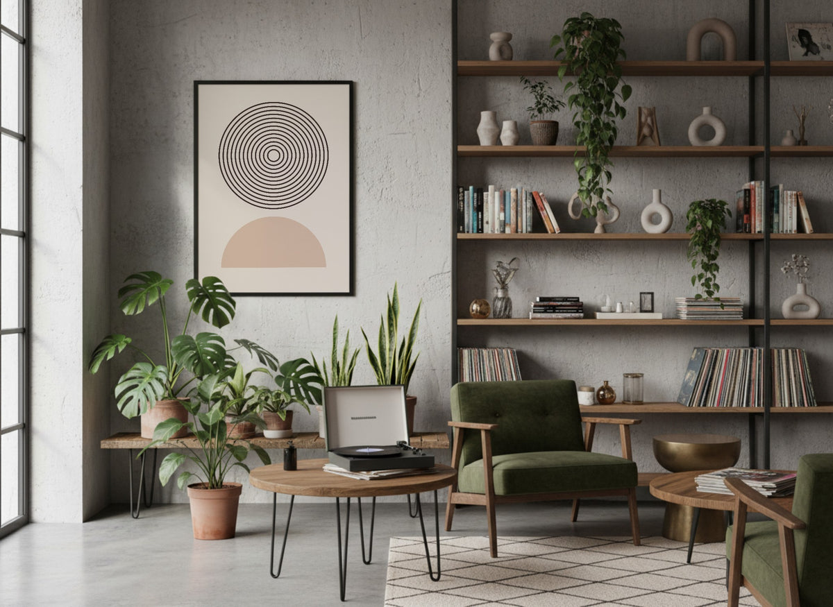 Grey Concentric Circle Balance Poster