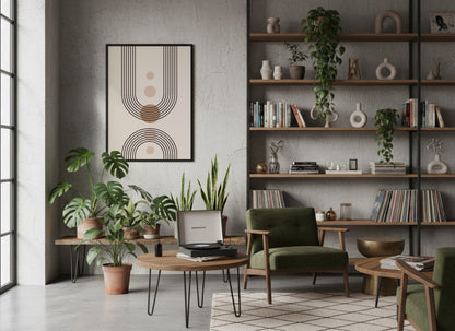 Taupe Long U-Line Medallion Poster
