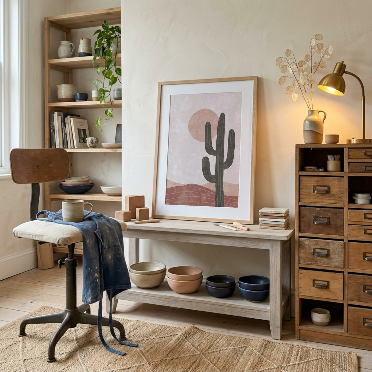 Blush Desert Cactus Poster