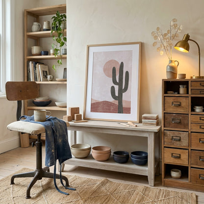 Blush Desert Cactus Poster