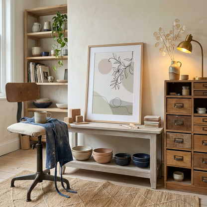 Neutral Botanical Line Landscape Poster