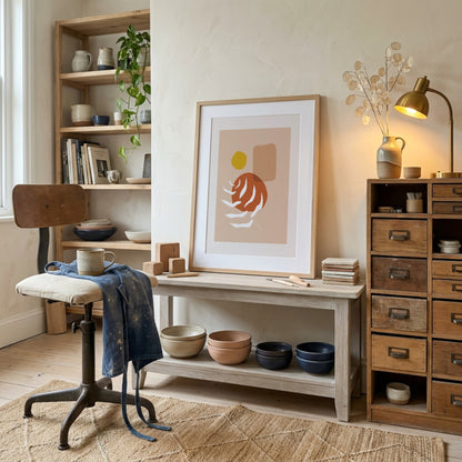 Peach Ochre Organic Botanical Abstract Poster
