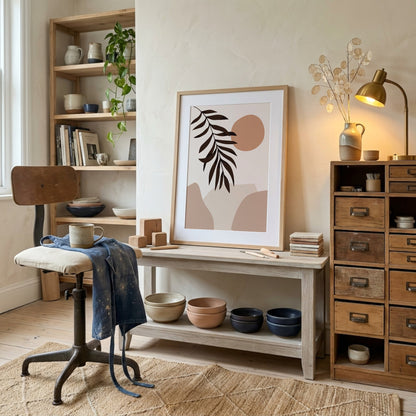 Beige Palm Shadow Abstract Poster