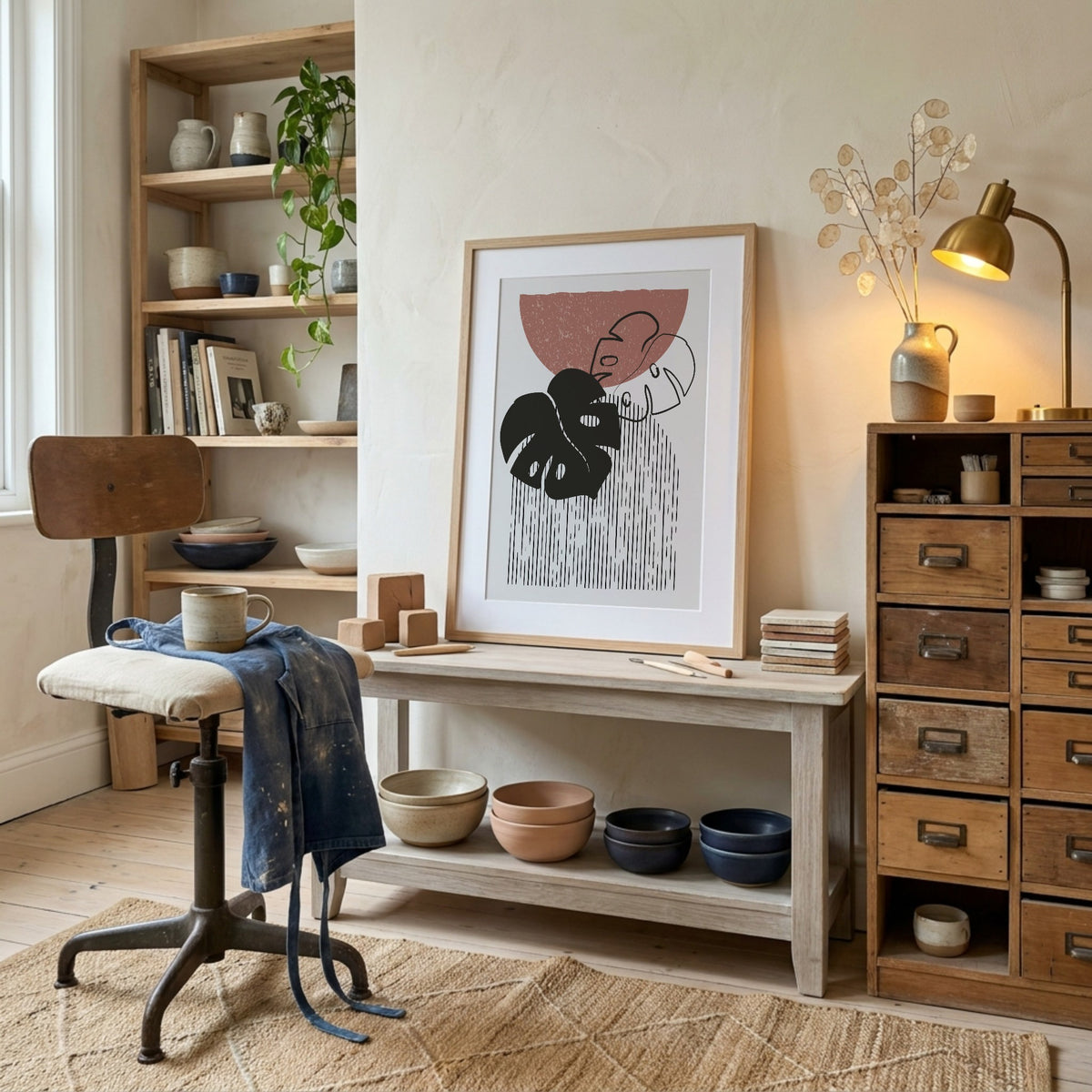 Black Terracotta Botanical Collage Poster