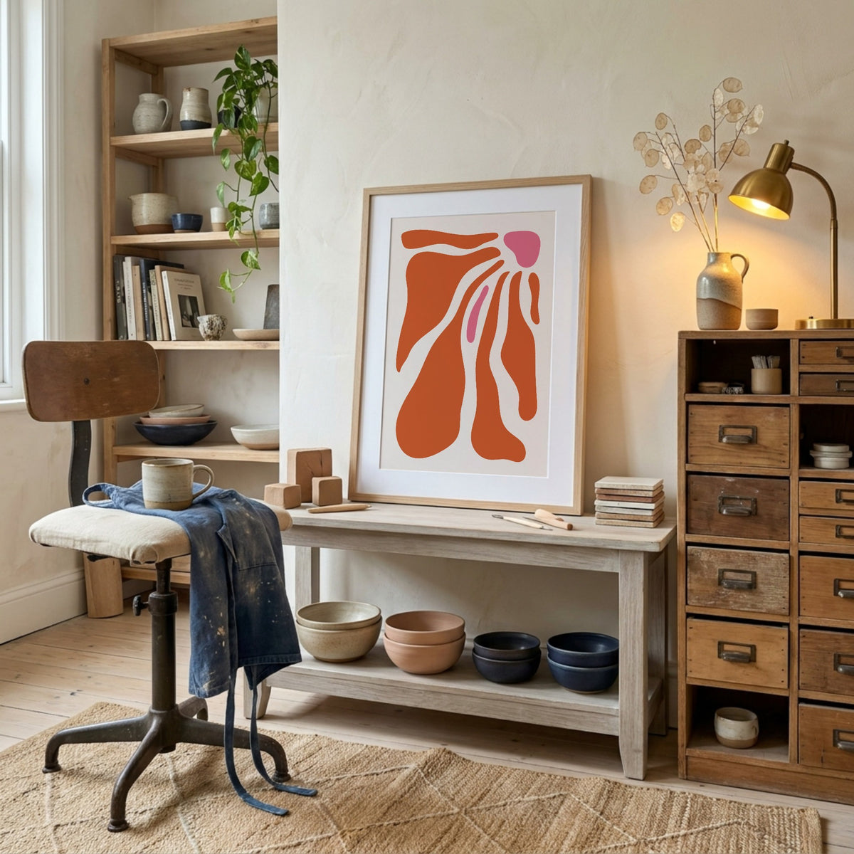 Terracotta Sweeping Bloom Abstract Poster