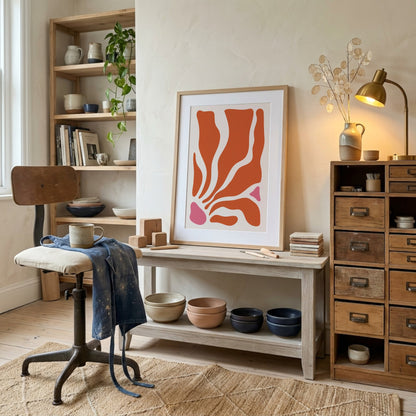 Orange Flowing Petal Abstract Poster