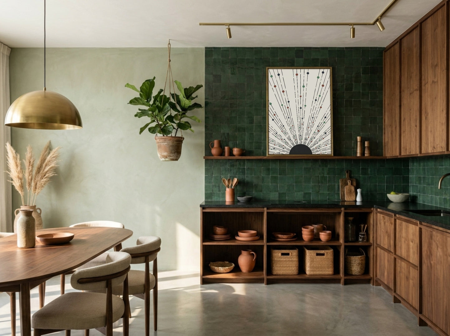 Beige Radiating Line Abstract Poster