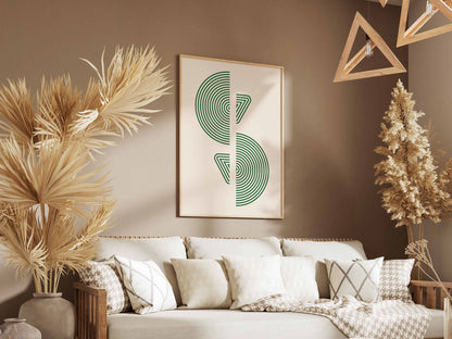 Green Mirrored Leaf Forms Poster