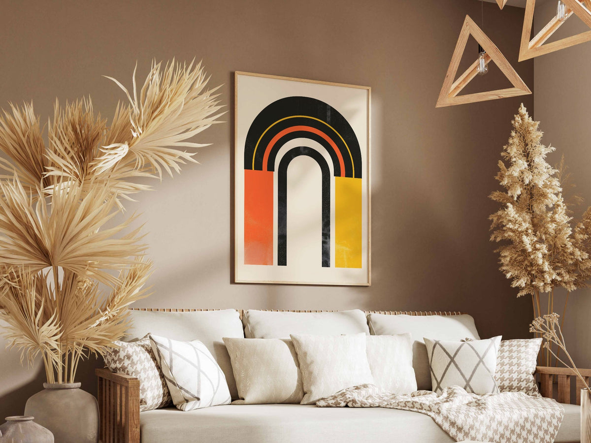 Black Orange Colour Block Arch Poster