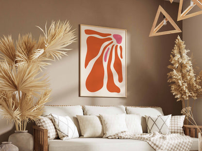 Terracotta Sweeping Bloom Abstract Poster
