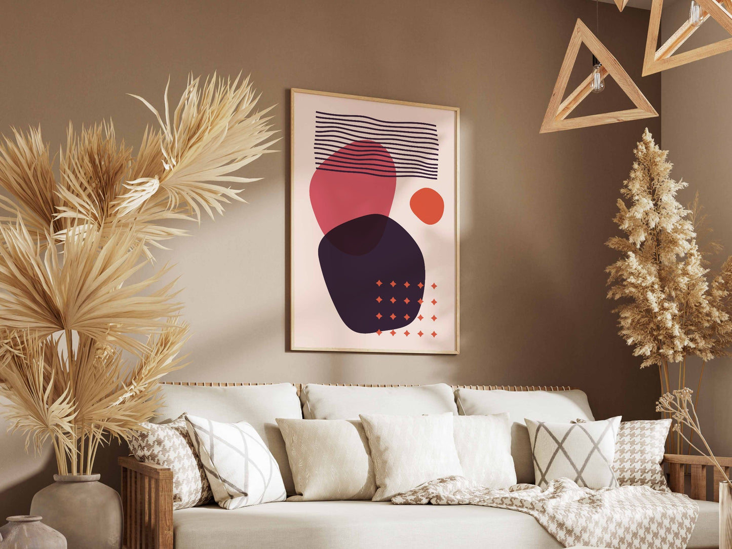Navy Peach Layered Circles Abstract Poster
