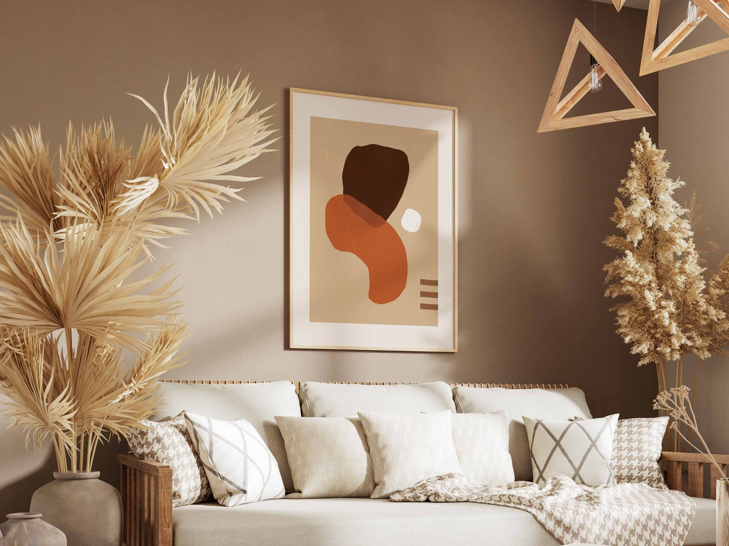 Terracotta Brown Vertical Flow Abstract Poster
