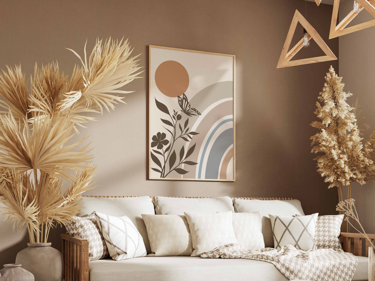Beige Rust Rainbow Botanicals Abstract Poster