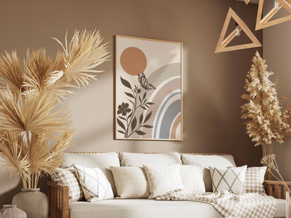 Beige Rust Rainbow Botanicals Abstract Poster